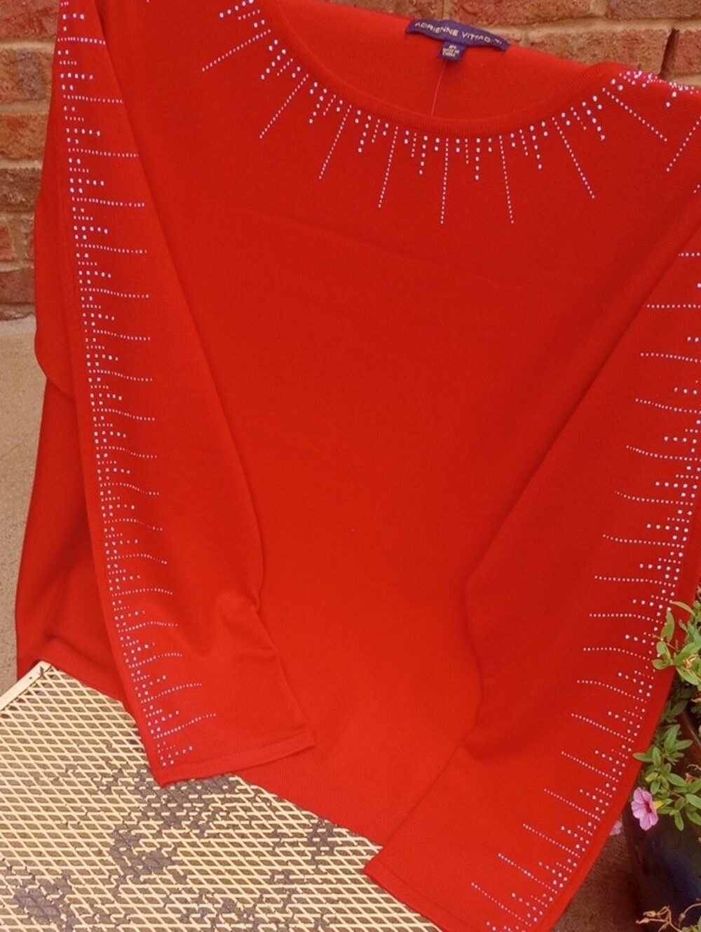 Adrienne Vittadini Red Embellished Women's Sweater - Picture 5 of 10